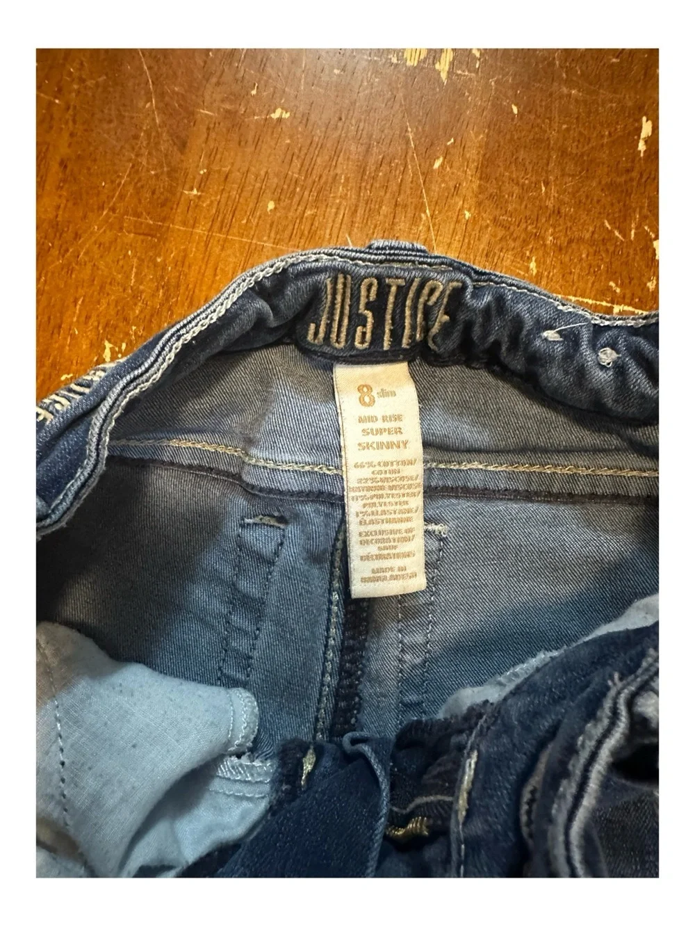 Justice Girls Mid-Rise Dark Super Skinny Jeans Size 8 Slim